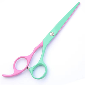 Ciseaux à cheveux rose et vert à pointe arrondie, lame en acier inoxydable, manche long, pour droitiers, ciseaux de barbier professionnels - Product Image 5