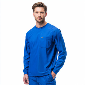 Hauts d'under-scrubs unisexes en coton tricoté 100 % à manches longues pour usage hospitalier - Product Image 1