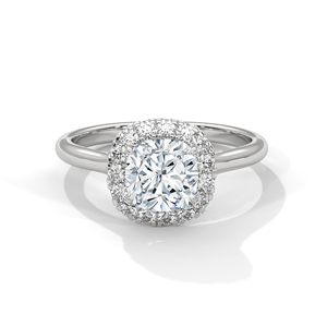 Bague en Moissanite Or Blanc 14K Taille Ronde Brillante Sertie Pavé pour Femme Bijou Classique - Product Image 1