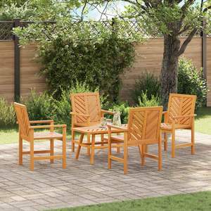 Ensemble de salon de jardin en bois d'acacia massif marron, 5 pièces - Product Image 1