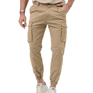 Pantalon de jogging cargo décontracté pour homme en toile 100 % coton, taille élastique, multi-poches, tactique, léger et ample - Product Image 2