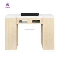 Tables de manucure modernes et élégantes en contreplaqué MDF, écologiques, de luxe, fabriquées au Vietnam, pour salons de manucure minimalistes haut de gamme, avec bar à ongles.