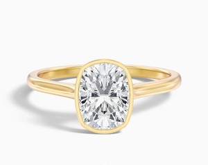 Cushion Cut Moissanite Bezel Setting 925 Sterling Silver Gold Plated Luxury Elegant Engagement Wedding <b>Ring</b> Square <b>Dainty</b> - Product Image 1