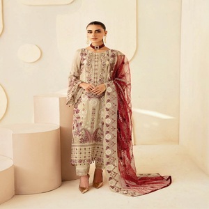 ชุดสูทปากีสถานและอินเดียสำหรับผู้หญิงชุดสูทงานแต่งงานชุดปาร์ตี้ผ้าชีฟอง3ชิ้น - Product Image 4