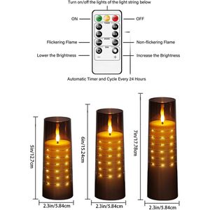 Candele LED Senza Fiamma con Stringa di Stelle Incorporata, Funzionamento a Batteria con Telecomando - Product Image 3