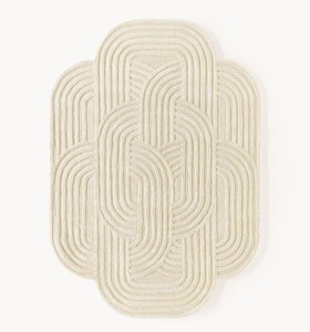Tapis en laine moderne fait main, ensemble de tapis tuftés à la main de luxe en ivoire avec forme organique irrégulière, lavable - Product Image 1