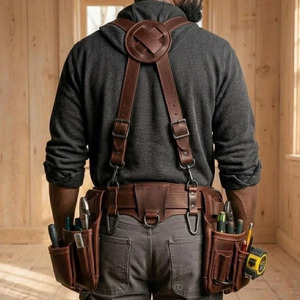 Ceinture porte-outils en cuir pour électricien, avec pochettes organisées, supports sécurisés, coutures durables et taille ajustable - Product Image 6