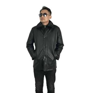 Veste noire avec logo personnalisé en cuir confortable fabriquée par Stitchmode Veste en cuir 2025 de haute qualité pour hommes - Product Image 3