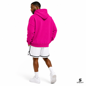 <b>Men's</b> Regular Fit <b>Pink</b> Hooded <b>Sweatshirt</b> Cartoon Print 100% Cotton Fleece Breathable Quick Dry Lined Design Front Kangaroo - Product Image 6