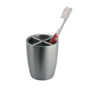 Vintage Brushed Stainless Steel <b>Toothbrush</b> <b>Holder</b> Stand Metal Bathroom Vanity Countertop Organizer For Home Hotel Use Best Price - Product Image 1