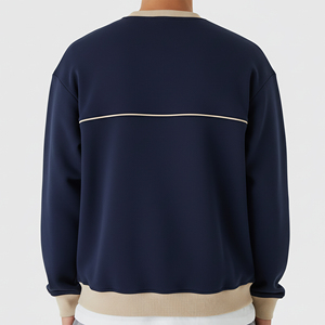Sweat-shirts pour hommes de haute qualité, brodés, à col rond et épaules tombantes, en coton lourd 100%, couleur unie, coupe ample. - Product Image 2
