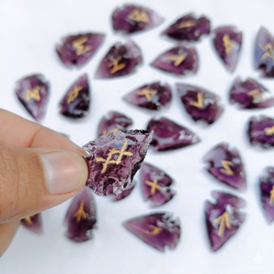High quality purple obsidian arrowhead rune <b>set</b> <b>Crystal</b> Rune Wicca Energy natural stone for Divination and Intuition Meditation - Product Image 4