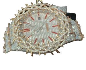 Reloj de Lujo Antiguo para Hombre, Estilo Hip Hop, con Diamantes de Imitación en Tono Rosa, Caja Cuadrada de Acero Inoxidable, Movimiento de Cuarzo - Product Image 1