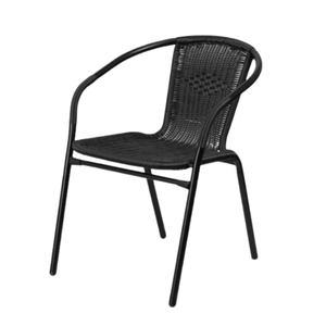 Chaise en rotin d'extérieur moderne, structure en métal, résistante aux intempéries, mobilier de jardin au design contemporain, couleur noire - Product Image 5
