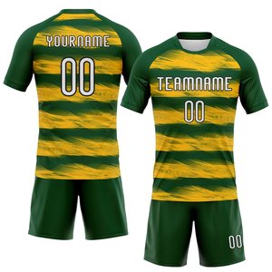 Nouveau style d'uniforme de volley-ball imprimé par sublimation, kit d'uniforme de football personnalisé vert et jaune, vente en gros à prix abordable - Product Image 1