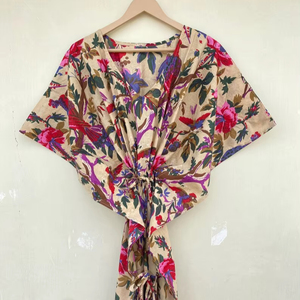 Vestido Kaftán Informal de Verano con Estampado Floral Tropical, sin Mangas, de Algodón, para Mujer, Ropa de Playa, Estilo Asia Pacífico - Product Image 1