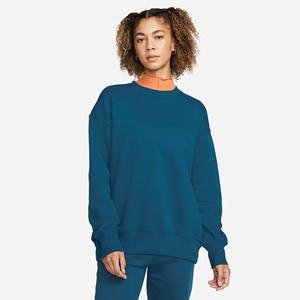 Sudadera Oversize de Cuello Redondo para Mujer, Color Sólido, Tejido de Algodón Transpirable, para Otoño, Azul - Product Image 1
