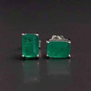 Pendientes de Esmeralda Rectangulares de Plata de Ley, Piedra Preciosa de Nacimiento de Mayo, Regalo de Boda o Cumpleaños para Mujer - Product Image 6