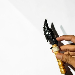 Handmade <b>Raw</b> Stone Arrowhead Dagger with Wooden Handle Carved <b>Crystal</b> Knife Collectible Art Piece Love Theme Wedding Decoration - Product Image 4