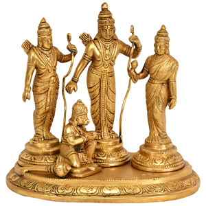 7-Inches Handmade Brass Sculpture of Lord Ram Darbar For <b>Home</b> <b>Decor</b>, <b>Gifting</b> and Temple Made In India - Product Image 1