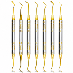 Instrumentos Dentales para Rellenos de Composite, Juego de 7 Piezas de Espátulas Restauradoras Antiadherentes de Acero Inoxidable, Color Dorado - Product Image 1