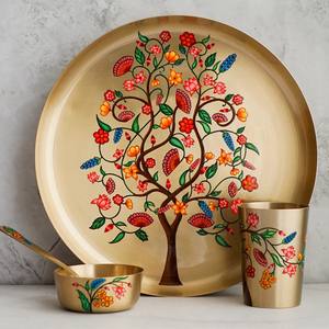 Service de table Kansa pour une personne, collection Kalpvriksha, vaisselle en bronze artisanale écologique, durable, résistante à la décoloration, du Punjab - Product Image 1