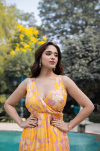 Vestido de Satén Modal Mango, Nuevo Diseño, Nueva Llegada, Vestido Casual de Verano para Mujer, Cuello en V, Sin Mangas, Estampado Floral Digital, Estilo Retro - Product Image 2