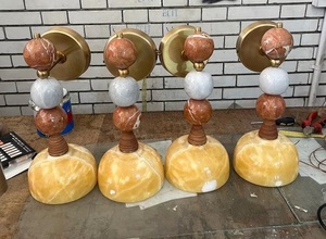 Handmade Marble Wall Sconce - Brass & Natural Stone Wall Light - Unique Artisan Lighting Ahmed Khalil - Product Image 6