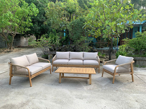 Juego de Sofás de Jardín de Madera Maciza de Teca con Cojines, Muebles Modernos para Patio, Espacio Exterior, 4 Plazas - Product Image 6