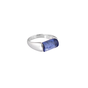 Élégante bague en pierre précieuse bleu encre avec sertissage clos |   Argent sterling 925 pour mariage et fête - Product Image 3