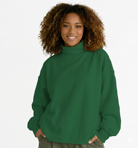 Sudadera con Cuello Alto, Logotipo Estampado en la Parte Delantera, Poliéster y Algodón, Tela Premium Sólida, Servicio OEM, Ropa Casual de Moda Otoñal - Product Image 2