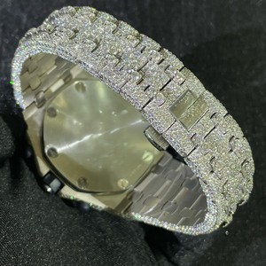 Montres classiques unisexes hip-hop artisanales personnalisées avec diamants Moissanite VVS1, bracelet en acier inoxydable, affichage analogique mécanique - Product Image 6