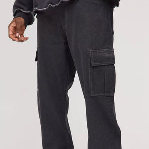 <b>Men's</b> Cargo Pants Cotton Denim Loose Fit Mid Waist Solid Color Casual Autumn Style - Product Image 3