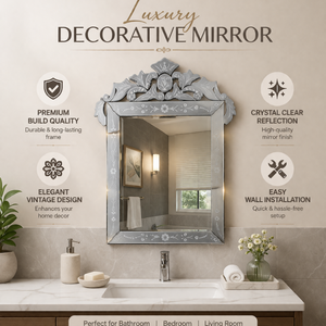 Miroir mural décoratif de style baroque vénitien de luxe |   Miroir d'appoint en verre de style antique pour salon, chambre et intérieurs d'hôtel - Product Image 5