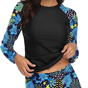 Ensemble de maillot de bain confortable pour femmes, protection contre les éruptions cutanées, pour la plage, la natation, le surf, avec tissu doux, protection UV, coupe extensible - Product Image 1