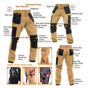 Pantalons de travail robustes et protecteurs, genoux renforcés, multi-poches, pantalons de sécurité utilitaires - Product Image 6