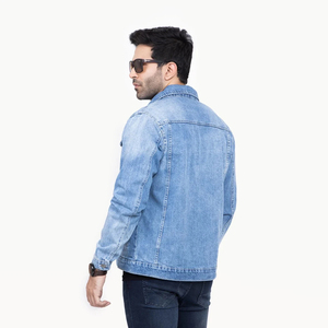 Chaqueta de Mezclilla Personalizada Ecológica con Logotipo Personalizado para Hombre, Estilo Casual, Color Sólido, 100% Algodón - Product Image 3