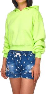 Offre Spéciale Graphique personnalisé Tops Avec Col rond Manches Courtes Femmes Court contrastant Devant jogger texte Sweats À Capuche Sweat - Product Image 3