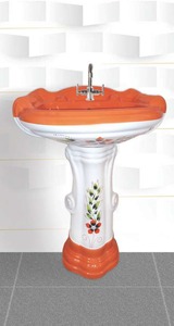 BIG STERLING VITROSA SET Pedestal with Wash <b>Basin</b> UPC Standard for School Mall Hotel Office & Washroom Use - Product Image 2