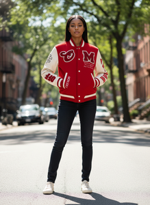 Hot Selling OEM Custom Logo Embroidery Bomber Jackets Leather Sleeves Retro Letterman Baseball Varsity Jacket for Men - Product Image 6