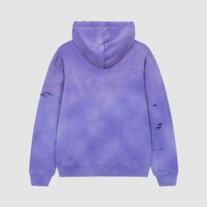 เสื้อฮู้ดดี้ผ้าฝ้ายหนานุ่มแบบดิสเทรส ทรงโอเวอร์ไซส์ ล้างสีแบบแอซิดวอช แต่งดีเทลขาดๆ สำหรับผู้ใหญ่ สวมใส่สบายๆ ในฤดูหนาว สไตล์สตรีทแวร์ - Product Image 1