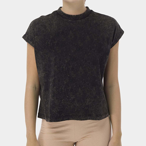 T-shirts respirants pour femmes, délavés à l'acide, courts, style crop top, oversize, vierges, style baby tee, coupés - Product Image 1