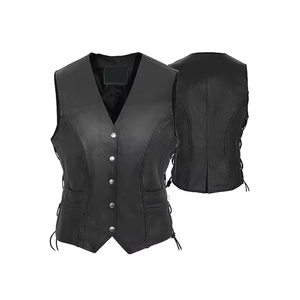 2026 High New Stylish Fringed Women's Genuine <b>Leather</b> <b>Vest</b> Winter Warm Outerwear Canvas Embroidery Tassel Vintage Waterproof - Product Image 4