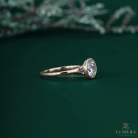 Bague de fiançailles classique en or massif pour femme, sertie de diamants ronds, monture clos, bijoux fins, alliance élégante pour femme