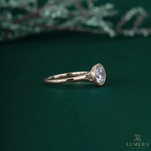 Designer Round Brilliant Cut Lab Grown Diamond Bridal Wedding <b>Ring</b> with 14K Gold Plated <b>Plain</b> Band IGI Certified for Women - Product Image 6