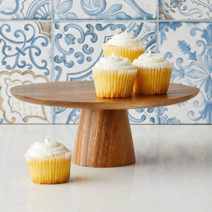Designer Wooden <b>Cake</b> Stand with Natural Color Base and Black Color Leg for Serving <b>Cakes</b> by blossom craft india - Product Image 1