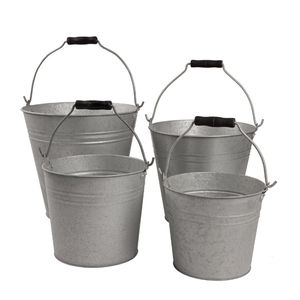 Modern Design <b>Small</b> Galvanized Metal Bucket With Handle Vintage Farmhouse Iron Pail For Home Decor Garden <b>Planter</b> In Best Price - Product Image 3
