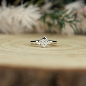 Anillo con Engaste de Moissanita Corte Princesa Inspirado en la Naturaleza, Chapado en Oro de 14K sobre Plata 925 |   Elegante Anillo de Promesa para Regalo de Aniversario - Product Image 1