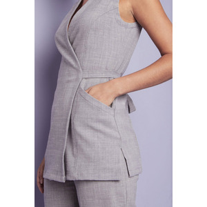 Ensemble tunique et pantalon style wrap, respirant, coton, polyester, élasthanne, uniforme de salon de beauté unisexe personnalisé avec poches - Product Image 5