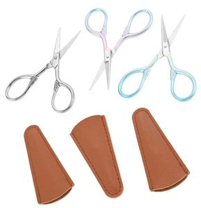 Tijeras para Cejas Curvas Pequeñas para Diestros, con Tapa de Seguridad de Acero Inoxidable, Kit de Cuidado Personal, 3 Colores: Plateado, Rosa, Azul - Product Image 4